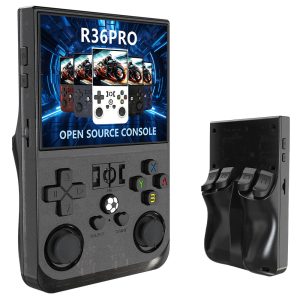 R36 Pro Handheld Game Console 128GB TF Card with 30000+ Games Open Source Linux 3.5 inch IPS Screen 30+ Emulators 6 Hours Battery Life - Black
