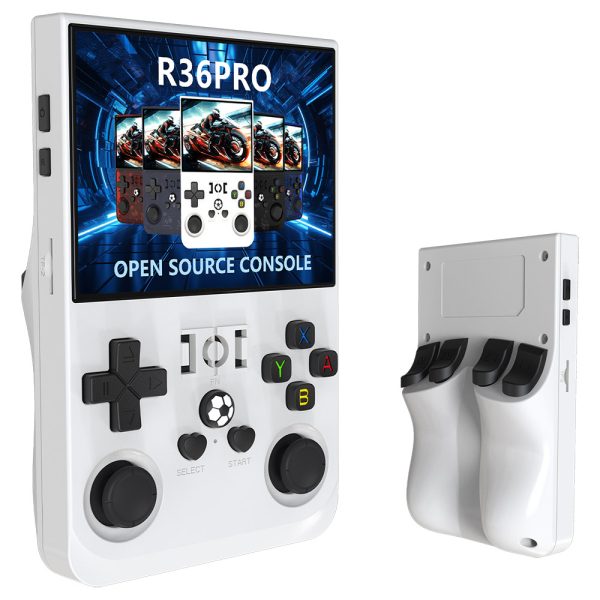 R36 Pro Handheld Game Console 64GB TF Card with 20000+ Games Open Source Linux 3.5 inch IPS Screen 30+ Emulators 6 Hours Battery Life - White