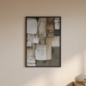 Textureâ Handcrafted 40 x 28 Canvas Wall Art gray with frame and abstract modern style for living room dining room
