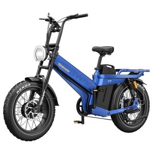 TESWAY X7 AWD Electric Bike 1000W*2 Motor 52V 60Ah Battery 20*4 inch Tires 60km/h Max Speed 320km Max Range Dual Hydraulic Brakes Full Suspension Shimano 7-speed - Blue
