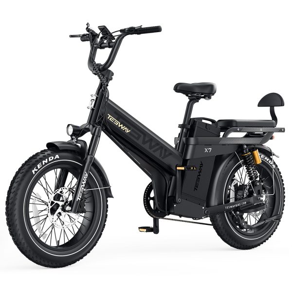 TESWAY X7 Pro Electric Bike 1000W Motor 48V 60Ah Battery 20*4 inch Tires 50km/h Max Speed 320km Max Range Dual Hydraulic Brakes Full Suspension Shimano 7-speed - Black