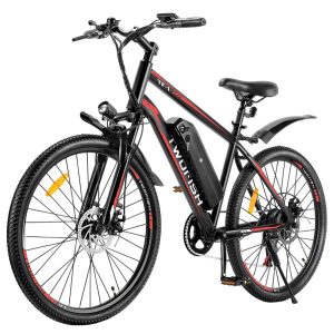 TWOFISH TF-1 Electric Bike 250W Motor 36V 15Ah Battery 26 inch Tires 25km/h Max Speed 100km Max Range Disc Brakes Front Suspension LCD Display - Red