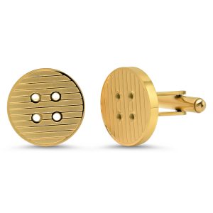 Men's 18k Gold Plated Stainless Steel Button Cufflinks
