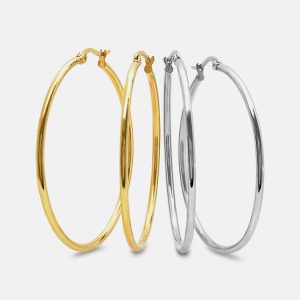 This fabulous set of hoops provides a simple yet elegant splash of sparkle in each brilliant loop. This glamorous set of earrings are an easy-to-pair accessory choice