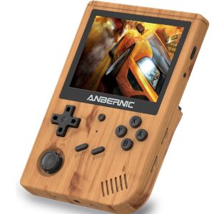 ANBERNIC RG351V 64GB Handheld Game Console 3.5 Inch 640*480P IPS Screen 12000 Games Dual TF Card Slot Supports NDS N64 DC PSP PS1 openbor CPS1 CPS2 FBA NEOGEO NEOGEOPOCKET GBA GBC GB SFC FC MD SMS MSX PCE WSC - Wood