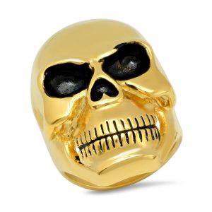 Men's 18k gold plated stainless steel Skull ring