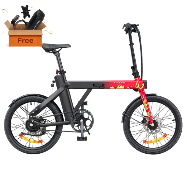 ENGWE P20 Ace Limited Edition Folding Electric Bike 250W Silent Motor Torque Sensor Carbon Belt 36V 9.6Ah Battery 100km Range 25km/h Max Speed Hydraulic Disc Brake 18.5kg Light Weight Turn Signal