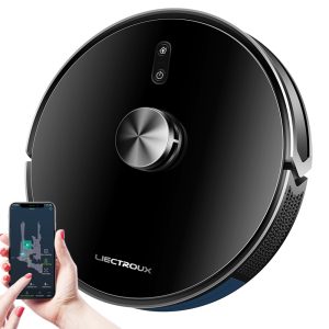 Liectroux X6 Robot Vacuum Cleaner 6500Pa Suction LDS Laser Navigation 235ml Water Tank 400ml Dustbin 5 Maps Saved 2600mAh Battery App/Voice Control