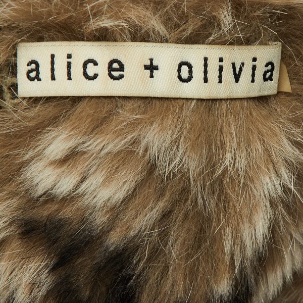 Alice + Olivia Cream Open Front Fur Vest Jacket  S - Image 4
