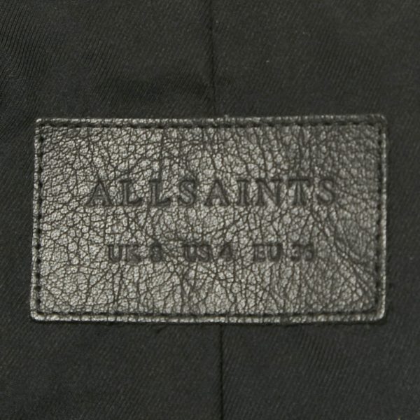 All Saints Black Leather Conroy Biker Jacket S - Image 4