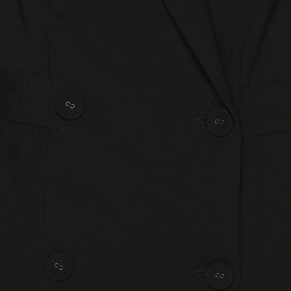 BCBGMAXAZRIA Black Crepe and Lace Hem Double Breasted Blazer L - Image 3