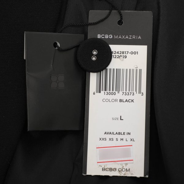 BCBGMAXAZRIA Black Crepe and Lace Hem Double Breasted Blazer L - Image 5