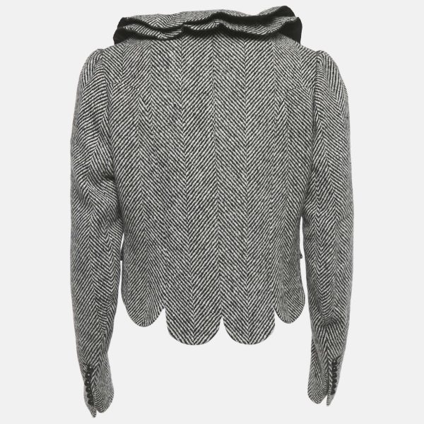 Burberry Monogram Herringbone Ruffled Jacket M - Image 2