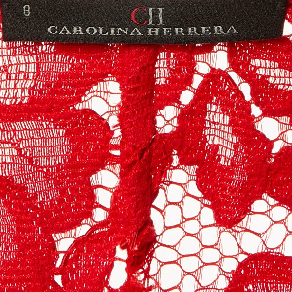CH Carolina Herrera Red Lace Cropped Peplum Jacket M - Image 5
