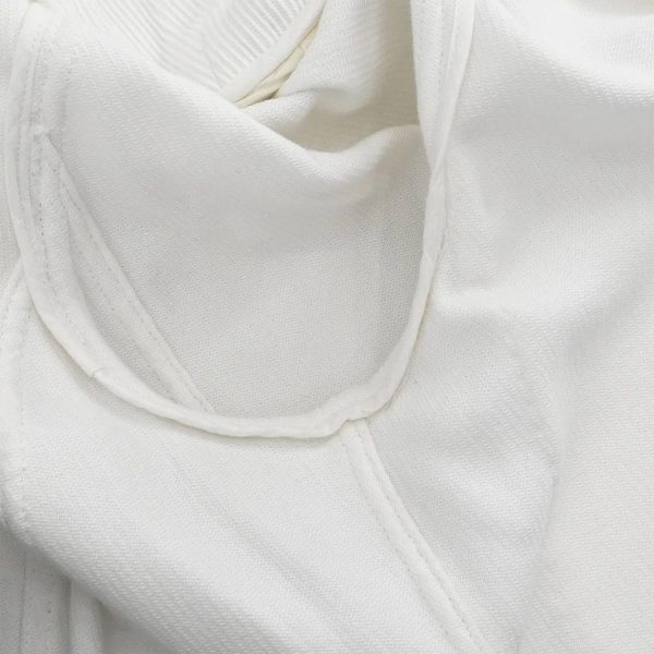 Chanel Single Breasted Collarless Jacket White Size L - Image 7