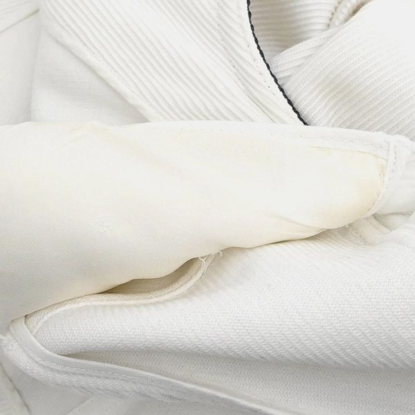 Chanel Single Breasted Collarless Jacket White Size L - Image 8
