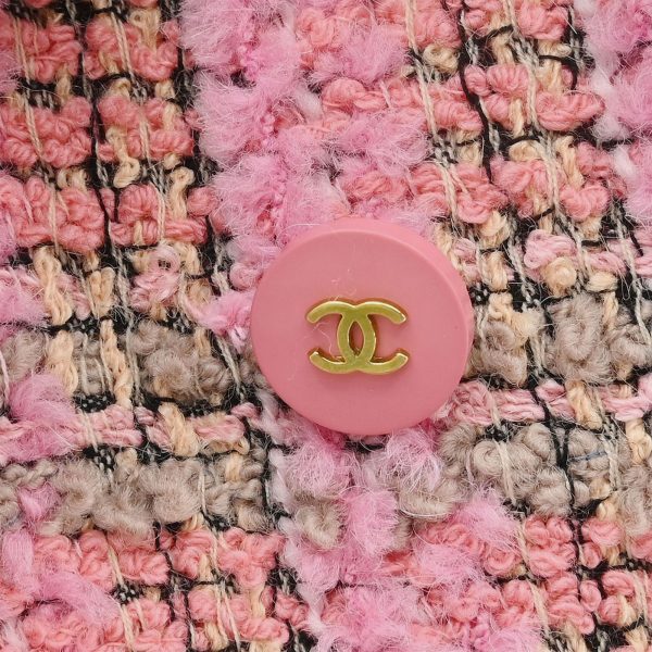 Chanel Double Breasted Jacket Tweed Pink Size S - Image 4