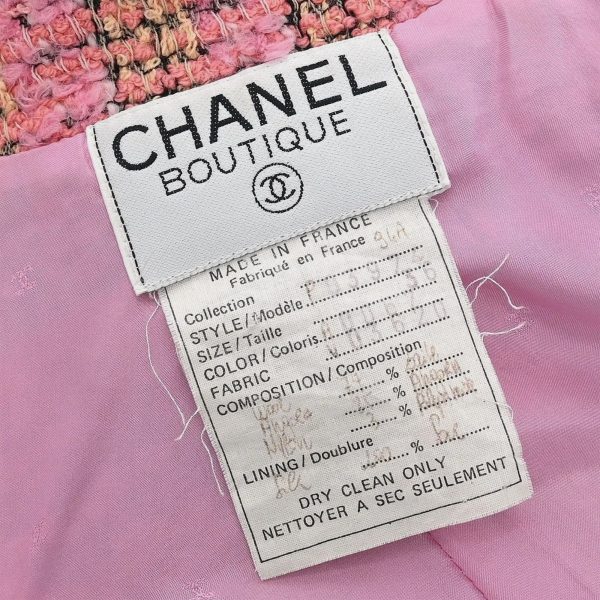 Chanel Double Breasted Jacket Tweed Pink Size S - Image 9