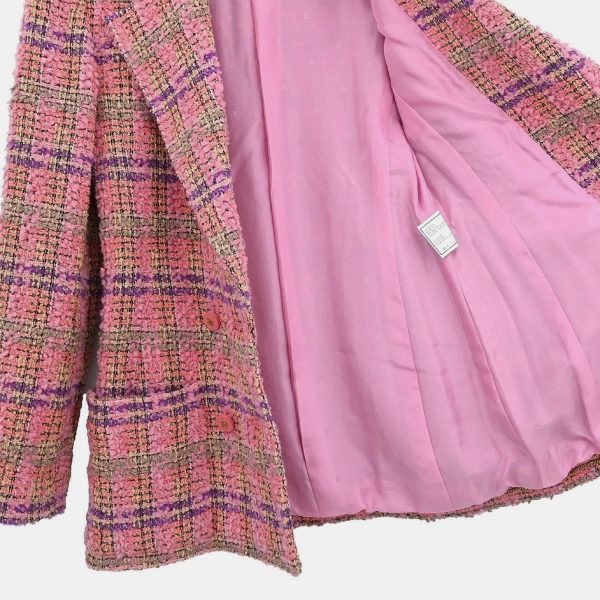 Chanel Double Breasted Jacket Tweed Pink Size S - Image 6