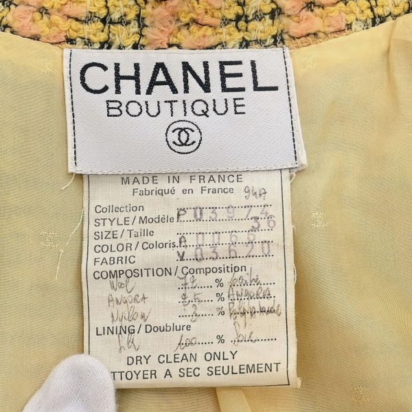Chanel Double Breasted Jacket Tweed Yellow 94A #36 - Image 8