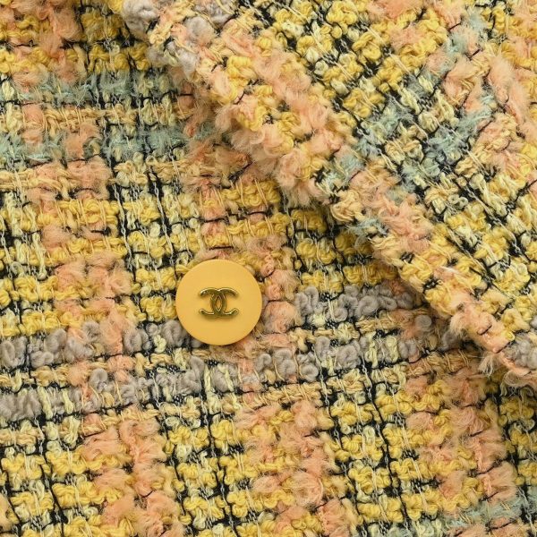 Chanel Double Breasted Jacket Tweed Yellow 94A #36 - Image 5