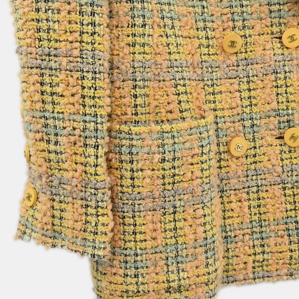 Chanel Double Breasted Jacket Tweed Yellow 94A #36 - Image 6