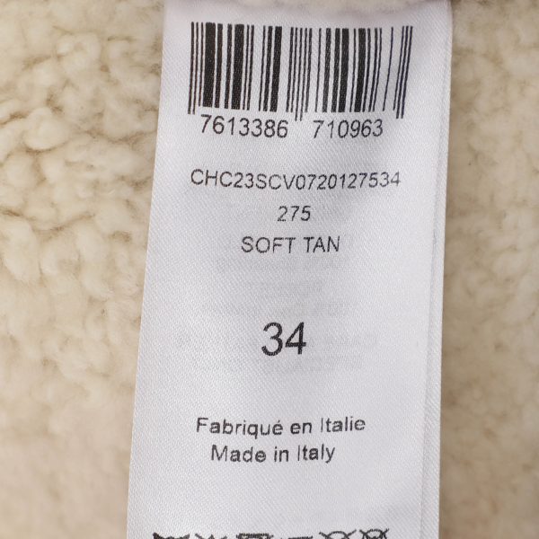 Chloé Beige Shearling and Leather Zip Jacket S - Image 9
