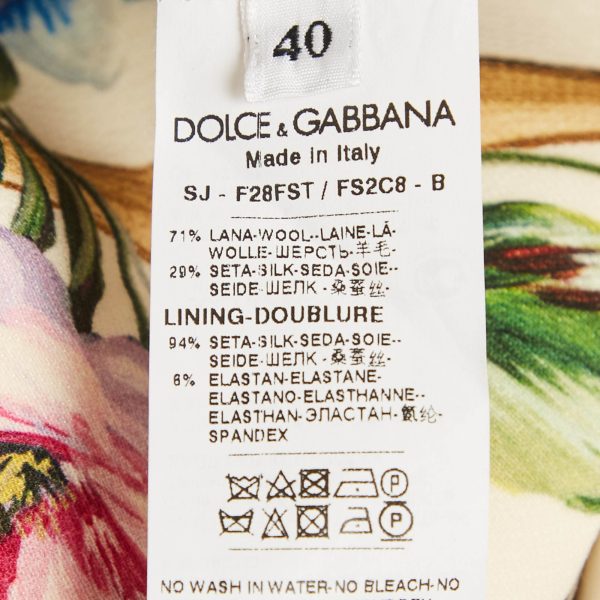 Dolce & Gabbana Cream Floral Printed Crepe Button Front Jacket S - Image 5