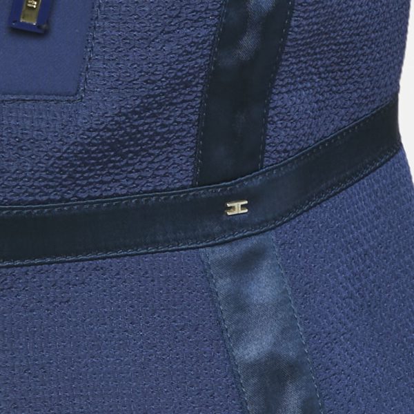 Elisabetta Franchi Blue Crepe Logo Detail Blazer L - Image 3