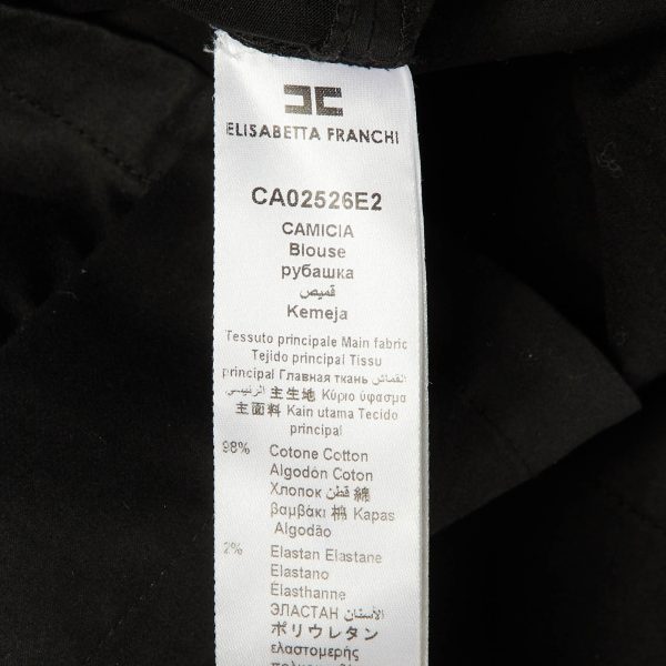 Elisabetta Franchi Black Cotton Knit Chain Detail Crop Jacket M - Image 5