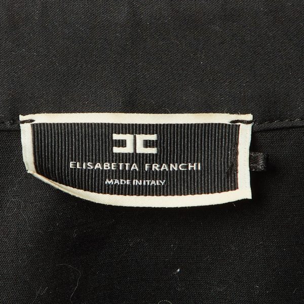 Elisabetta Franchi Black Cotton Knit Chain Detail Crop Jacket M - Image 4