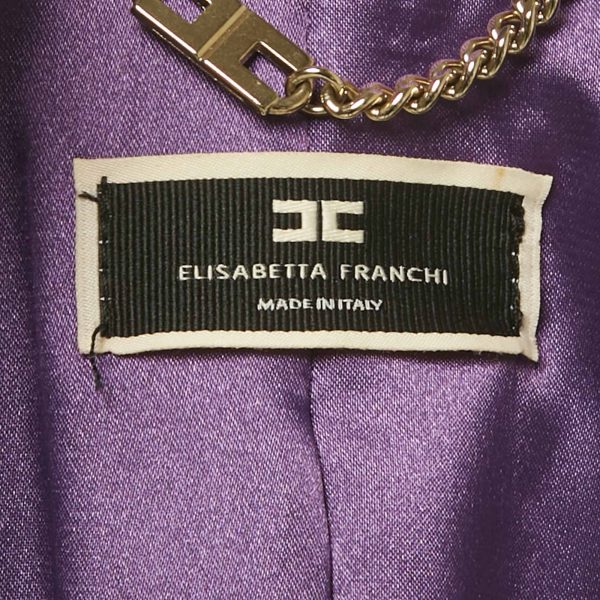 Elisabetta Franchi Purple Crepe Belted Jacket L - Image 4