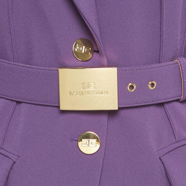 Elisabetta Franchi Purple Crepe Belted Jacket L - Image 3