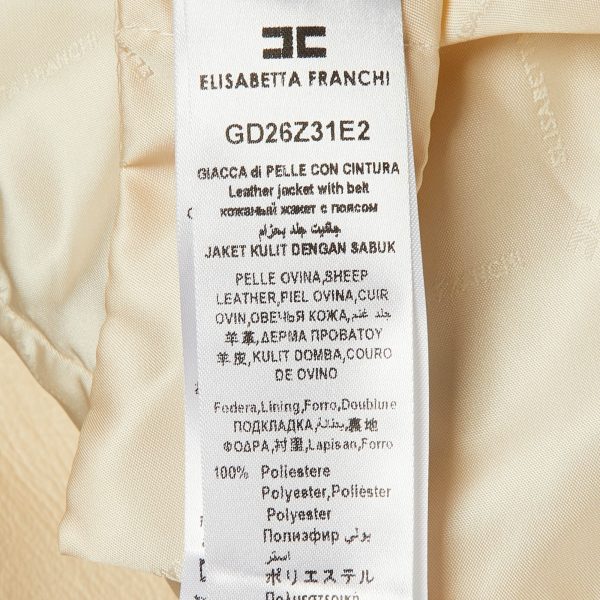 Elisabetta Franchi Beige Leather Biker Jacket M - Image 6