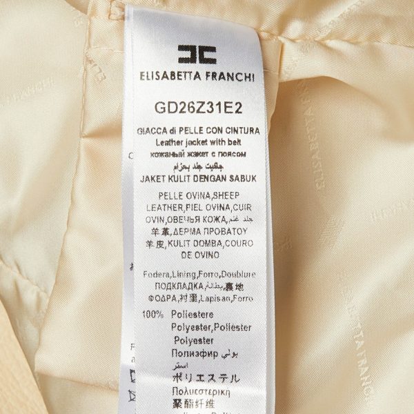 Elisabetta Franchi Beige Leather Biker Jacket M - Image 5