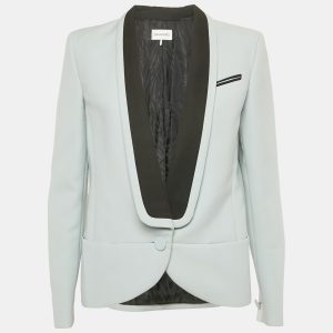Emilio Pucci brings sophistication to tailoring with this light blue crepe blazer. The button front design ensures a polished finish