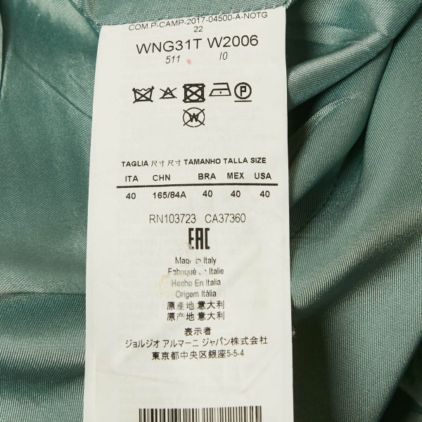 Emporio Armani Mint Green Crepe Zip Up Jacket S - Image 6