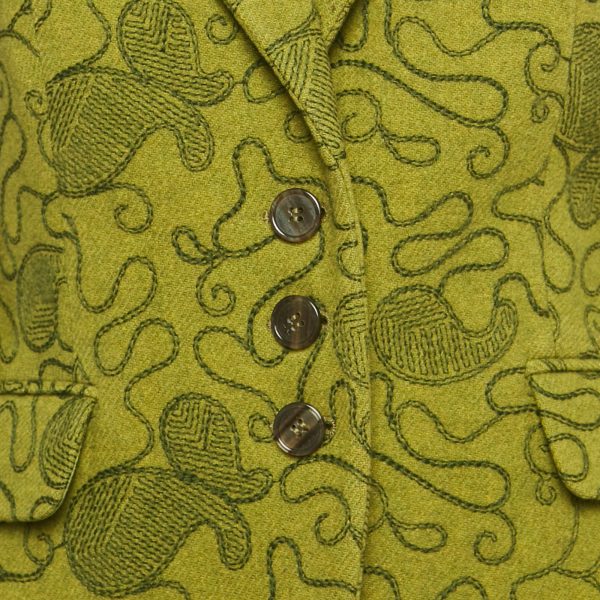 Etro Green Embroidered Wool Single Breasted Blazer L - Image 3