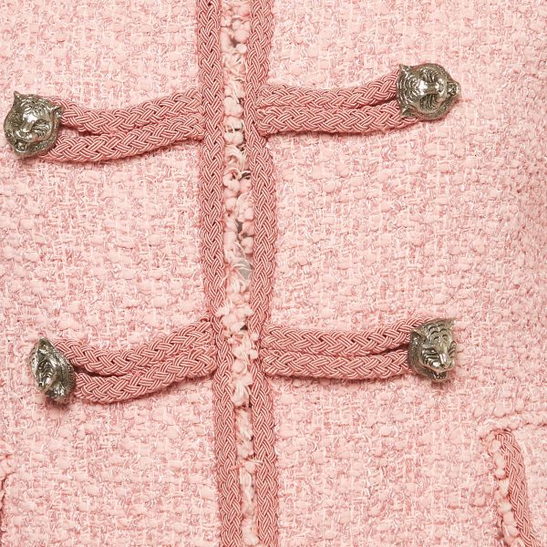 Gucci Pink Tweed Button Front Jacket S - Image 3