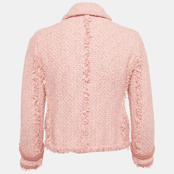 Gucci Pink Tweed Button Front Jacket S - Image 2