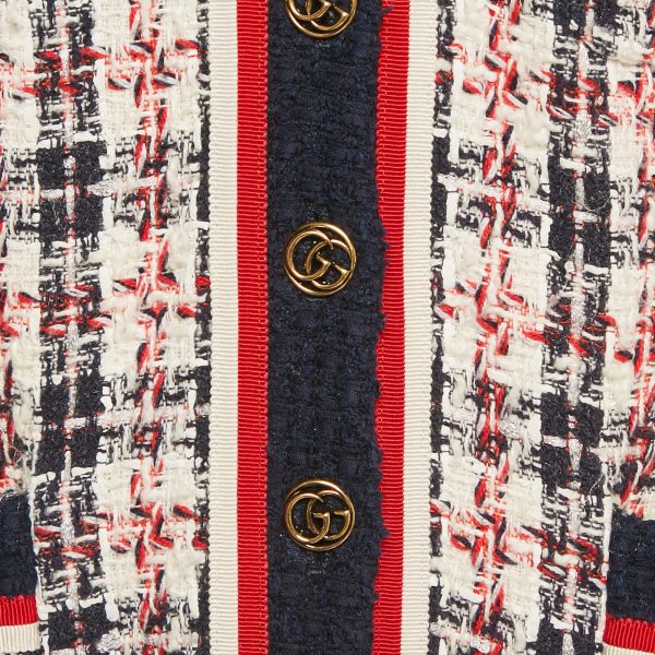 Gucci Blue Logo Patch Tweed Long Jacket S - Image 3