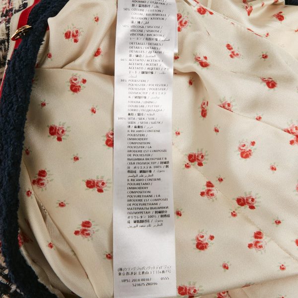 Gucci Blue Logo Patch Tweed Long Jacket S - Image 10