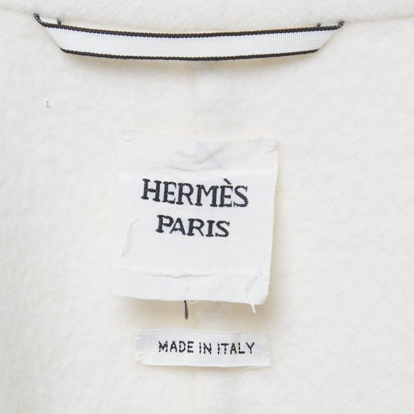 Hermes White Cashmere Wrap Over Mid Length Coat M - Image 6