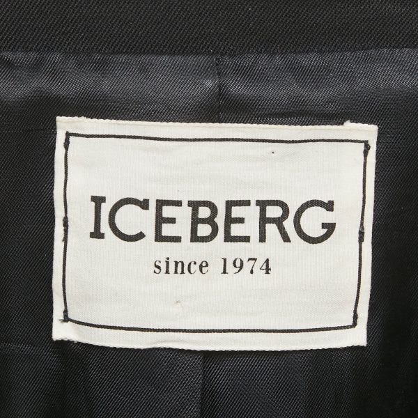 Iceberg Black Cotton Logo Embroidered Contrast Detail Blazer M - Image 5
