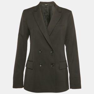 Liu Jo offers this black wool blend blazer in a double breasted design