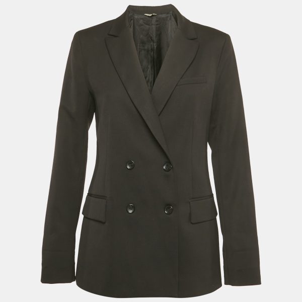 Liu Jo offers this black wool blend blazer in a double breasted design