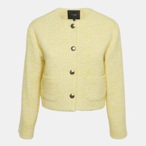 Maje’s Viveta blazer shines in yellow Lurex knit
