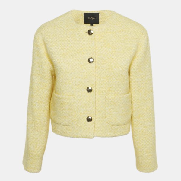 Maje’s Viveta blazer shines in yellow Lurex knit