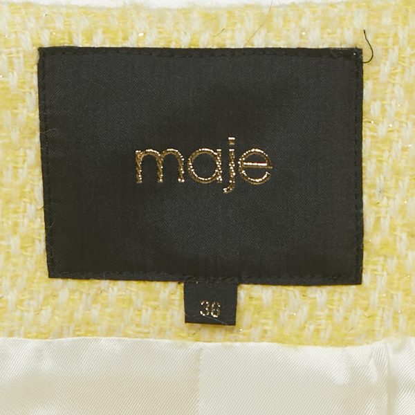 Maje Yellow Lurex Knit Viveta Blazer S - Image 4