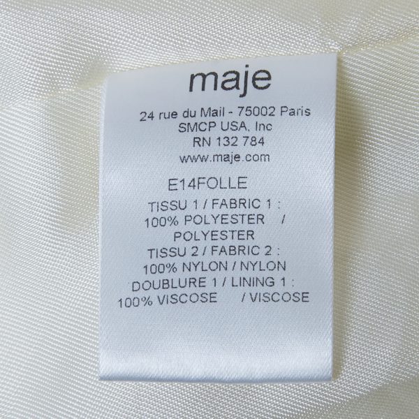 Maje Cream Crepe & Lace Trim Button Front Blazer S - Image 5
